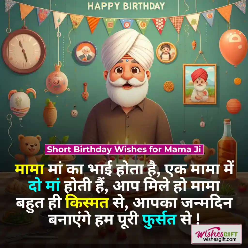 Birthday wishes for Mama in hindi 👨🏻💼 मामा जी को जन्मदिन की हार्दिक शुभकामनाएं 4 Short Birthday Wishes for Mama Ji
